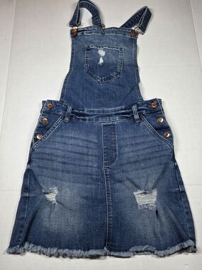 Celebrity Pink Size Small Bib Overalls Style Dress Denim Blue Jean Distressed